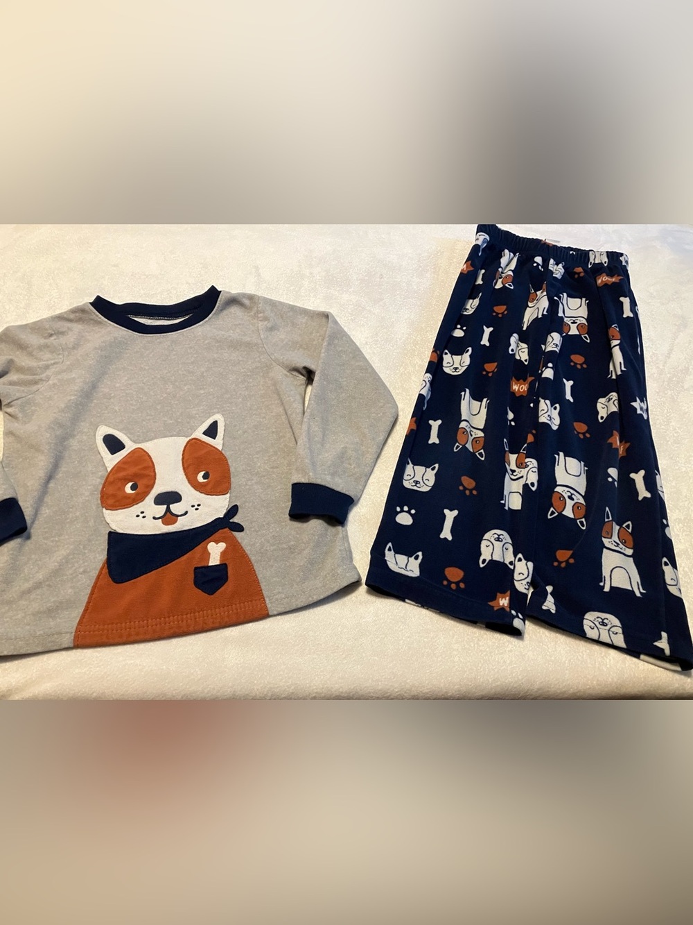 Kids Navy & Gray Dog Print Pajama Set